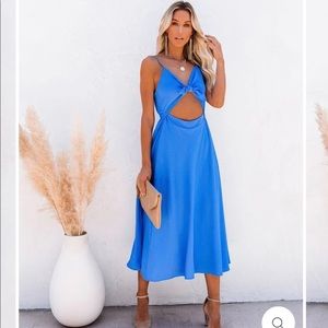 Vicki Dolls Blue Midi Cutout Dress